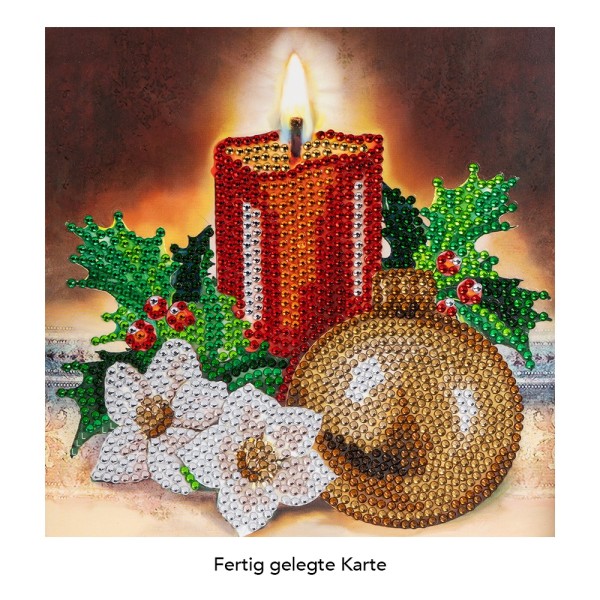 Diamond Painting Gru Karte Strass Kerze Mit Weihnachtskugel Cm X