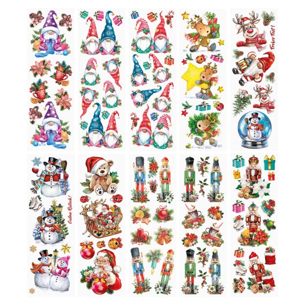 Premium-Transfers, Winter/Weihnachten 1, 10cm x 30cm, 10 versch. Designs, farbig, 10 Bogen