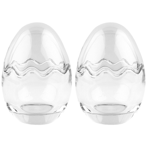 Glas-Eier, 2-teilig, Ø 8,2cm, 11,6cm hoch, abnehmbarer Deckel, klar, 2 Stück
