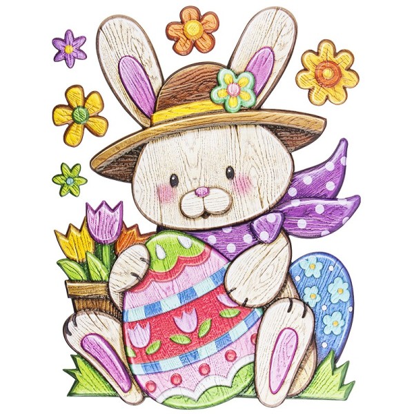 XL Relief-Sticker für die Wand, Osterhase mit Riesenei, 35cm x 27,5cm
