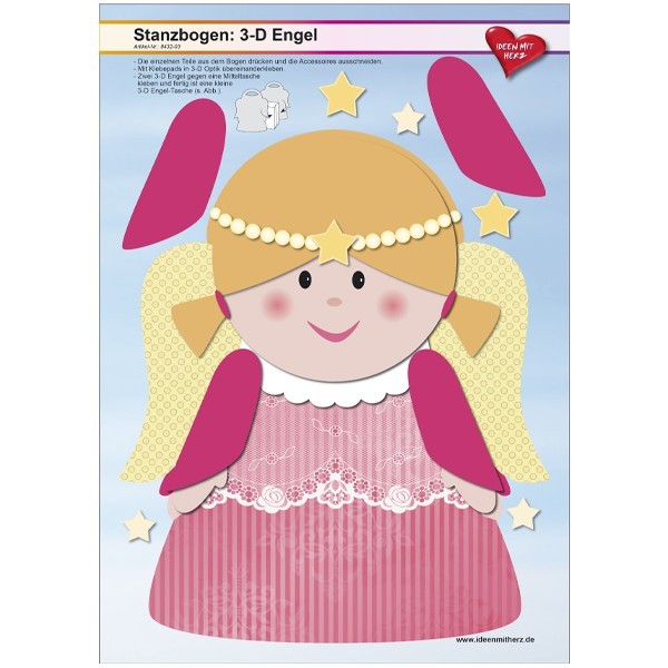 Stanzbogen, 3-D Engel, DIN A4, Design 3, 2er Set