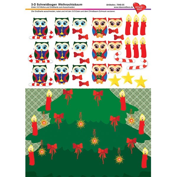 3-D Schneidbogen, DIN A4, Weihnachtsbaum