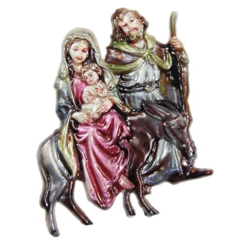 Wachsornament, Heilige Familie 1, farbig, geprägt, 7,5x6,5cm