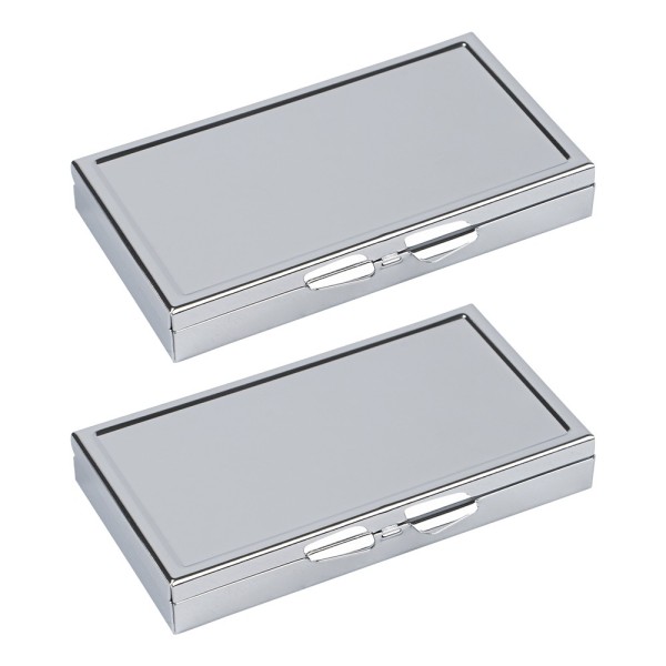 Pillendosen rechteckig, 4,5cm x 8,2cm x 1,2cm, silber, 2 Stück