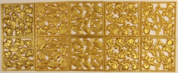 Wachsornament-Platte, Tiermotive, 7 x 7 cm, 10er Set