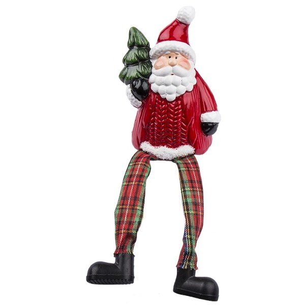 Weihnachtsmann mit Schlenkerbeinen & Tanne, 18cm hoch, Kantenhocker