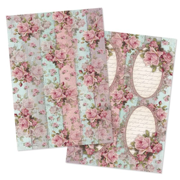 Reispapiere, Nostalgie "Blüten 9", DIN A4, 2 Designs