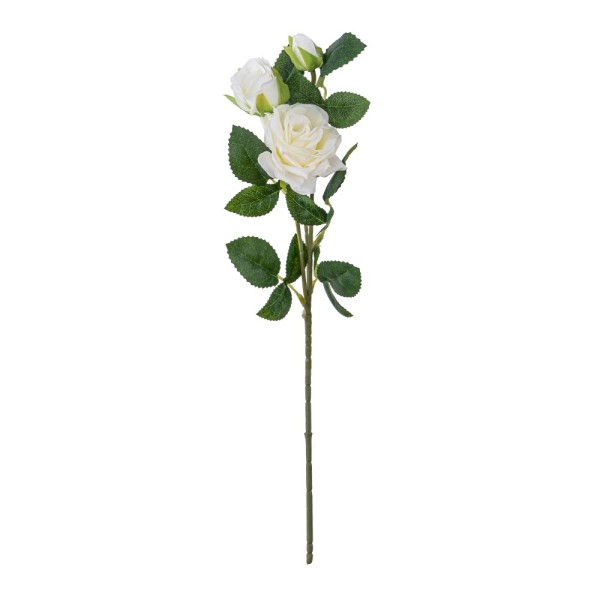 Blütenbusch, mit 3 Rosen, 38cm lang, 3 weiße Blüten in versch. Größen