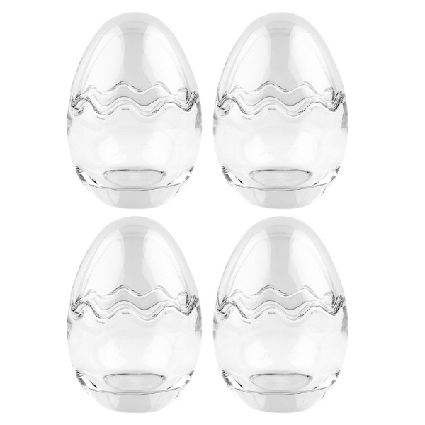 Glas-Eier, 2-teilig, Ø 8,2cm, 11,6cm hoch, abnehmbarer Deckel, klar, 4 Stück