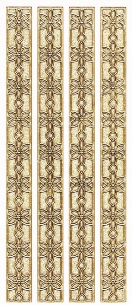 Microglitter-Sticker, Blütenbordüren, gold