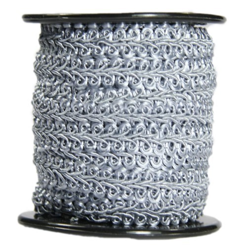 Bordürenband, Stoff, edle Schlaufen, 9mm x 10m, grau