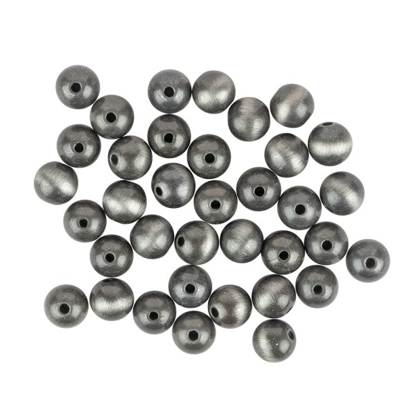 Perlen, Rund, Tigerauge, Ø 0,9cm, anthrazit-silber, 32 Stück