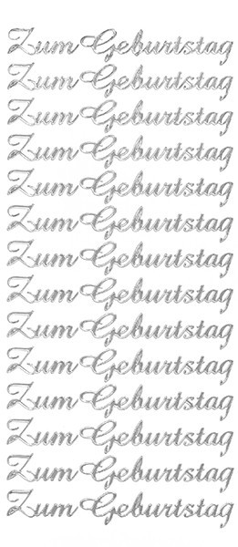 Sticker, Schrift groß, Zum Geburtstag, Perlmuttfolie, silber