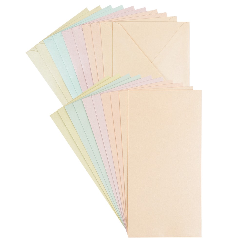 5 versch Grußkarten Umschläge 10 Stück 250 g/m² 10,5cm x 21cm Farben Perlmutt inkl 