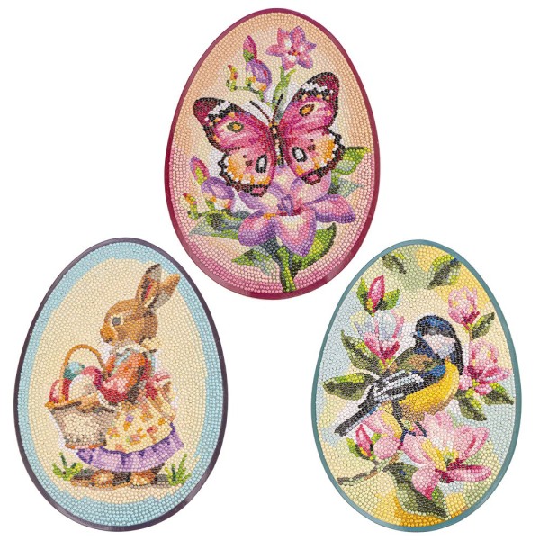 Diamond-Painting-Aufleger in Eiform, 3 verschiedene Designs & Größen, 3 Stück
