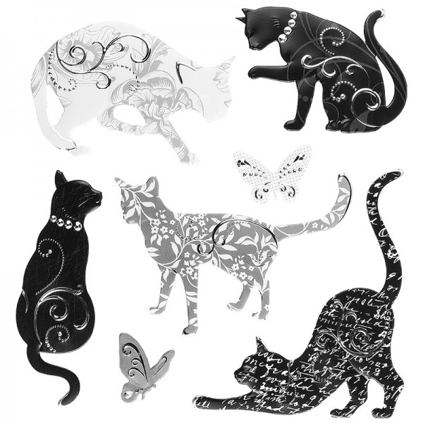 Relief-Sticker, Katzen, 31,5cm x 30,5cm, 7 Sticker