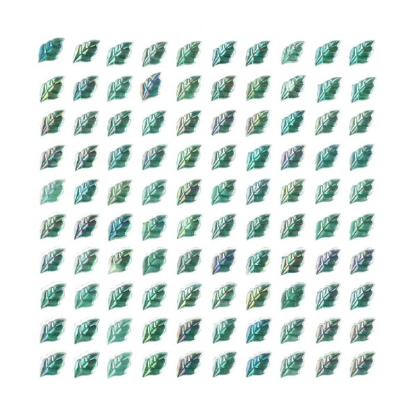 Glitzersteine, Blätter, selbstklebend, grün-irisierend, 9 mm, 100 Stück