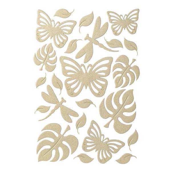 3-D Sticker "Deluxe Schmetterlinge & Libellen", verschiedene Größen, selbstklebend, gold