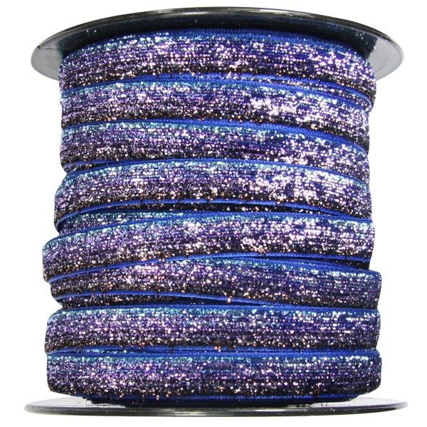 Glamour Deko-Band auf Rolle, 9mm x 40m, blau-violett