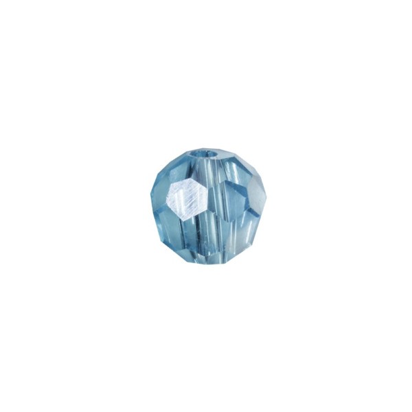 Glas-Perlen, transparent, Ø6 mm, 20 Stück, aquamarin-irisierend