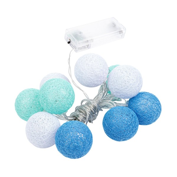 LED-Lichterkette Baumwollkugeln 1, 10 Baumwollkugeln in 3 Farben, weiß/mint/hellblau, inkl. Timer