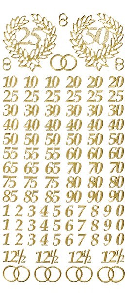 Sticker, Zahlen fürs Jubiläum, verschiedene in Gold