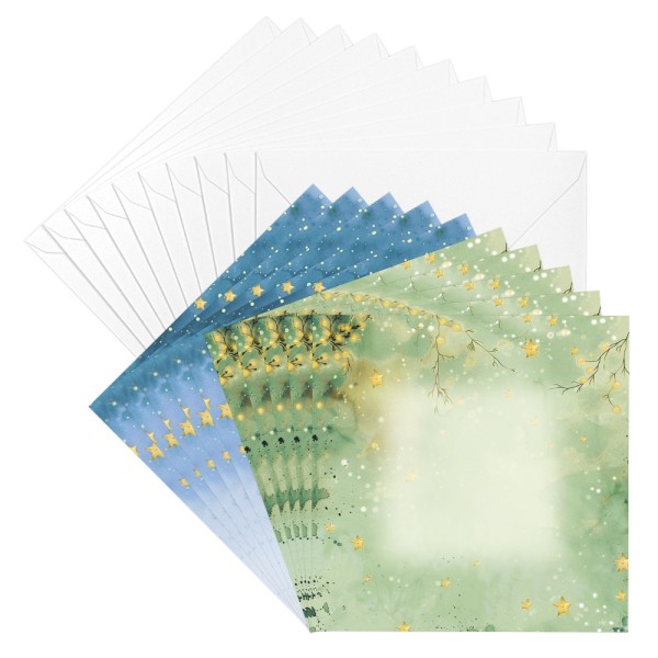 Motiv-Grußkarten, Wintergrüße 1, 16cm x 16cm, 2 Designs, inkl. Umschläge, 10 Stück