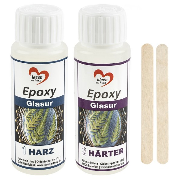 Epoxy-Glasur Deluxe, kristallklar, 120ml Harz, 120ml Härter, inkl. 2 Holzspatel