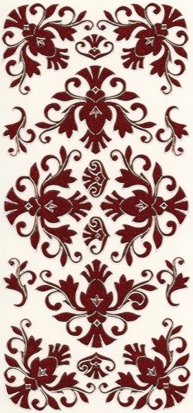 Microglitter-Sticker, Schnörkelornament 2, rot