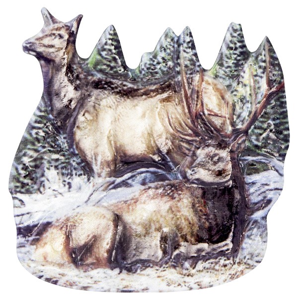 Wachsornament Tiere im Winter 3, farbig, geprägt, 7cm