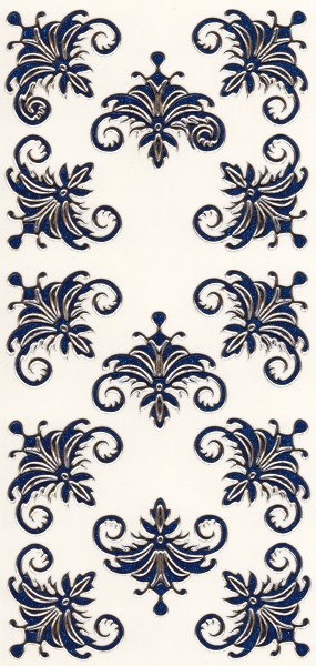 Microglitter-Sticker, Schnörkelornament 1, blau