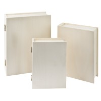 Aufbewahrungsboxen, Holz, Bücher, 3 verschiedene Größen, 3 Stück
