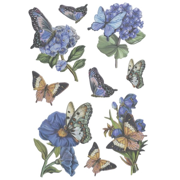 3-D Relief-Sticker, Schmetterlinge & Blumen 4, versch. Größen, selbstklebend