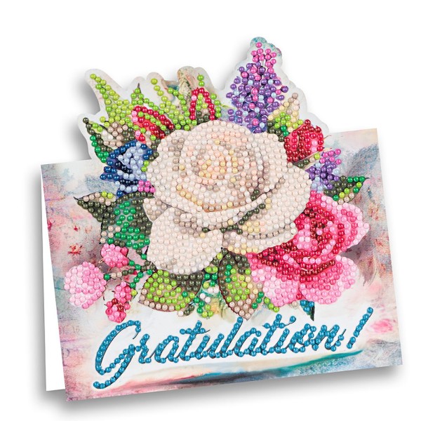 Diamond-Painting-Aufstellkarte, Gratulation!, 16,3cm x 16cm, inkl. Zubehör