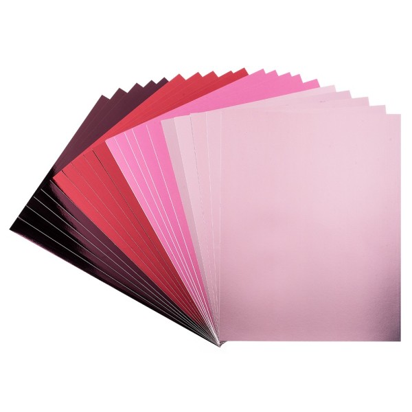 Spiegel-Karton, DIN A4, 200 g/m², je 5x flieder, rosa, pink, violett, 20 Bogen