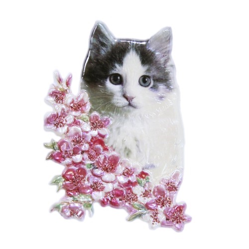 Wachsornament, Katze, farbig, geprägt, 8x6cm