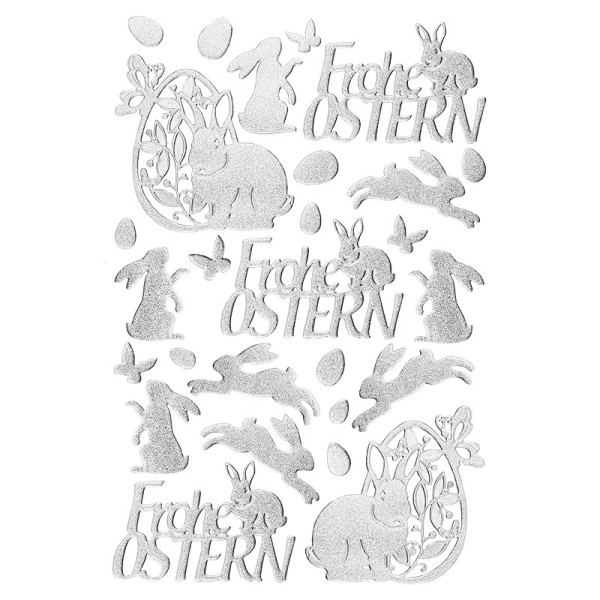 3-D Sticker, Deluxe Frohe Ostern, selbstklebend, silber