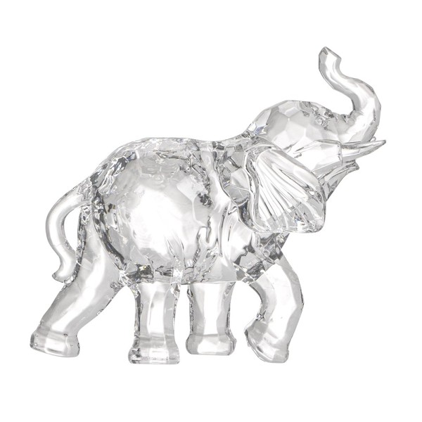 Kristall-Elefant, facettiert, klar, 7cm x 6,6cm x 2,7cm