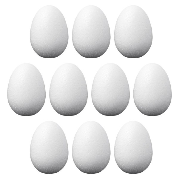 Styroporeier, 6cm hoch, Ø 4cm, 10 Stück