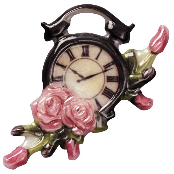 Wachsornament Uhr 1, farbig, geprägt, 7-8cm
