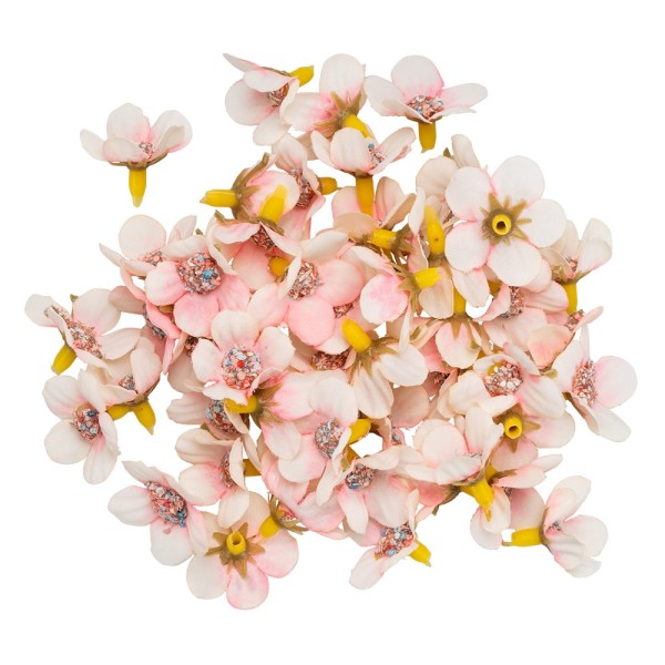 Deko-Blüten, Blütenköpfe, Ø 2,5cm, weiß-pink, 50 Stück