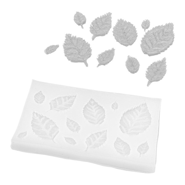 Silikonform, Blätter 1, 9,8cm x 0,5cm x 6,3cm, 12 Designs
