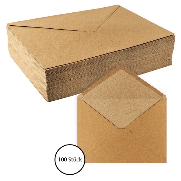 Umschläge, Kraftpapier, C5 (16,2cm x 22,9cm), 110 g/m², 100 Stück