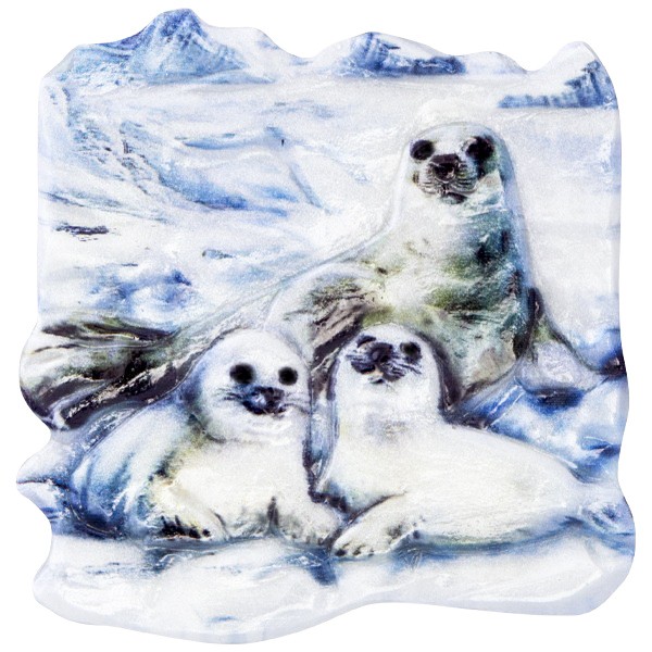 Wachsornament Tiere im Winter 10, farbig, geprägt, 7cm
