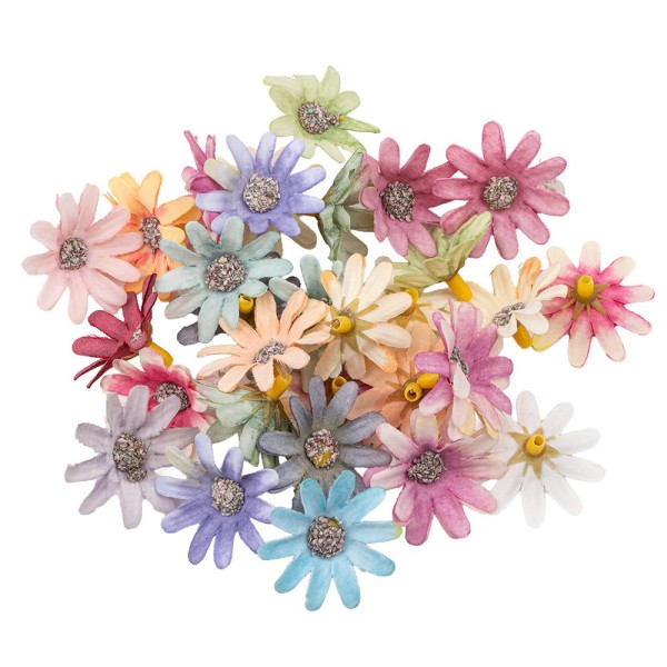 Deko-Blüten, Farbmix 8, Ø 3,3cm, verschiedene Farben, 30 Stück