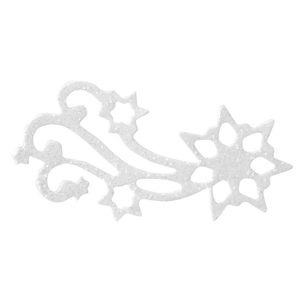 Glitzer-Ornamente, 25er Set, 3x6cm, Stern 2, weiß-irisierend