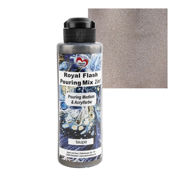 Royal Flash Pouring Mix, 2 in 1, Pouring Medium & Acrylfarbe, taupe, 180ml