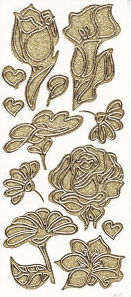 Microglitter-Sticker, Blumen, gold