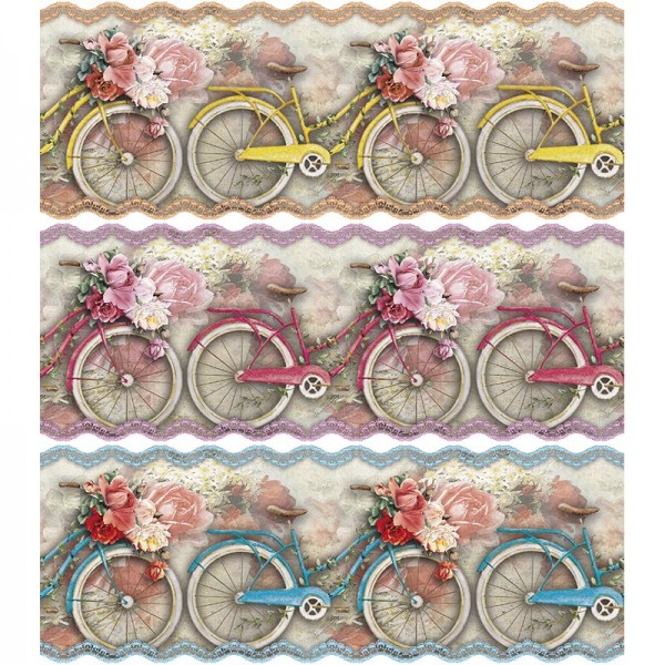 Zauberfolien "Frühlings-Fahrrad", Schrumpffolien für Ø12cm, 11cm hoch, 6 Stück