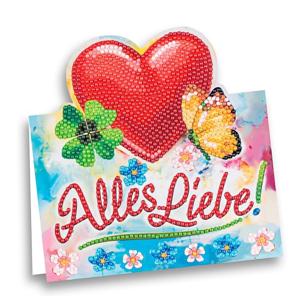 Diamond-Painting-Aufstellkarte, Alles Liebe!, 16,3cm x 16cm, inkl. Zubehör